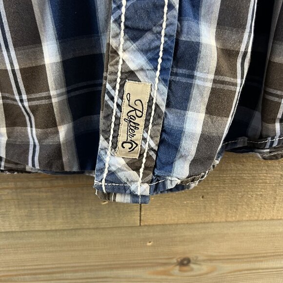 Rafter C Mens Shirt Long Sleeve Pearl Snap Plaid Western Cowboy Rodeo Medium - Picture 5 of 10